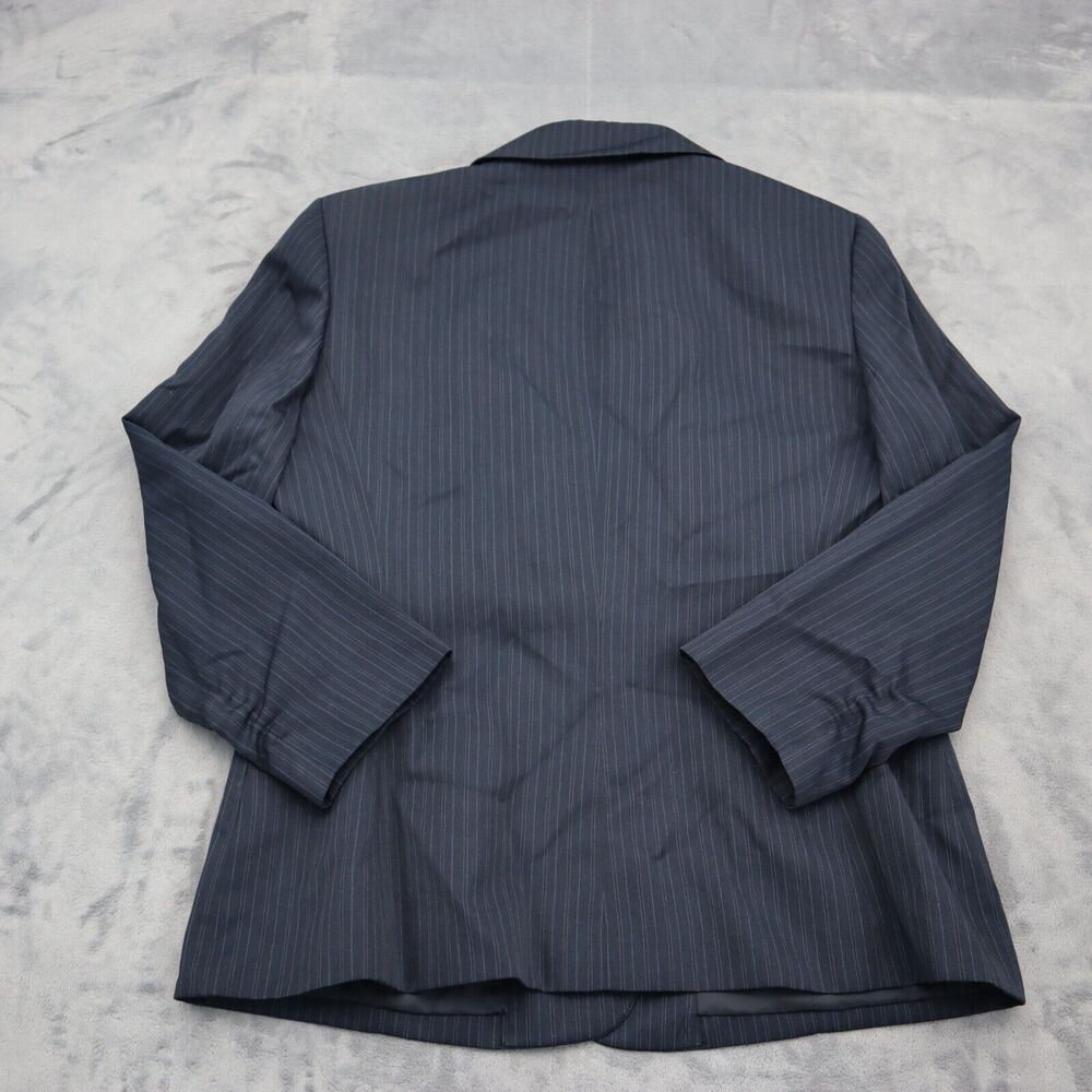 9 and Co Suit Womens 10 Black Pinstriped Single Breasted Notch Lapel Jacket - Picture 12 of 16